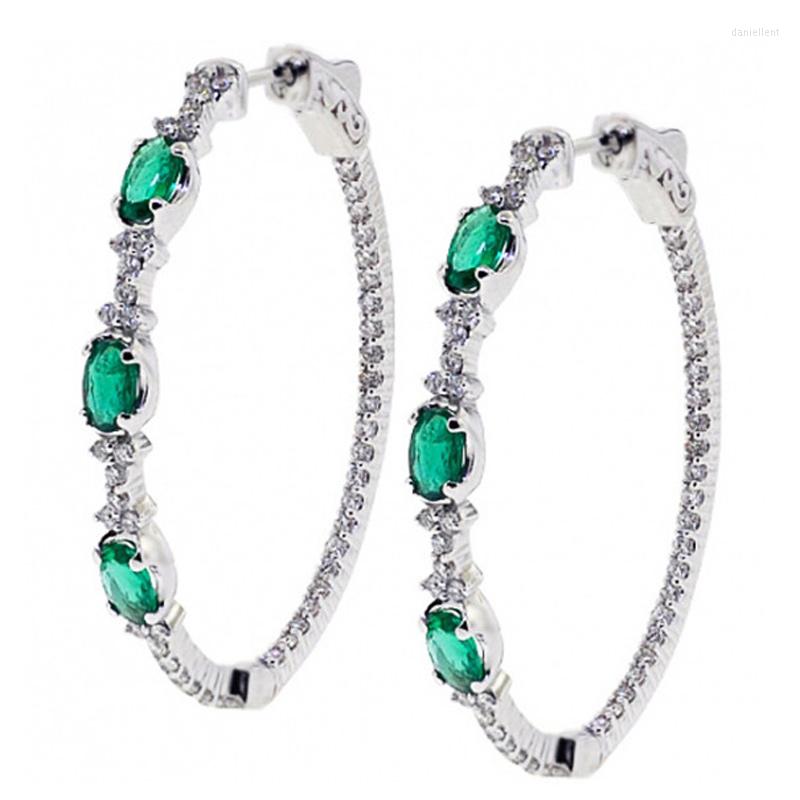 

Hoop Earrings Fashion Vintage For Women Green Cubic Zirconia Charm Earring Beauty Anniversary Gift Female Luxury Jewelry 2023
