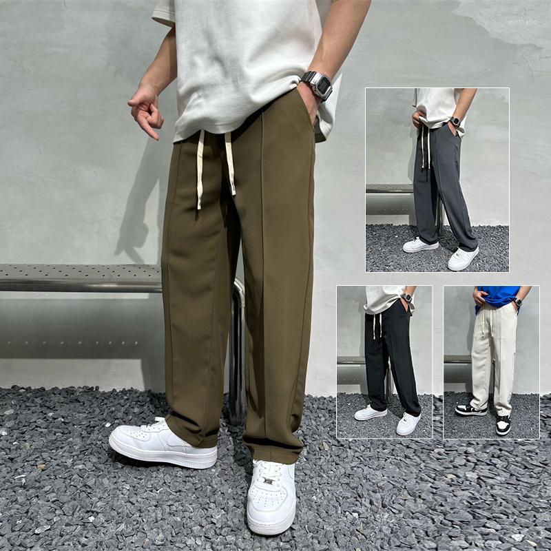 

Men's Pants 2023 Elastic Waist Korea Men's Loose Casual Drape Comfortable Wide-leg Trousers Brand Clothing Black Gray C