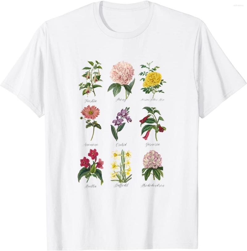 

Women's T Shirts Vintage Botanical Floral Flower T-Shirt White Fashion Casual Cotton Round Neck Female Shirt Short Sleeve Top Tees Y2k