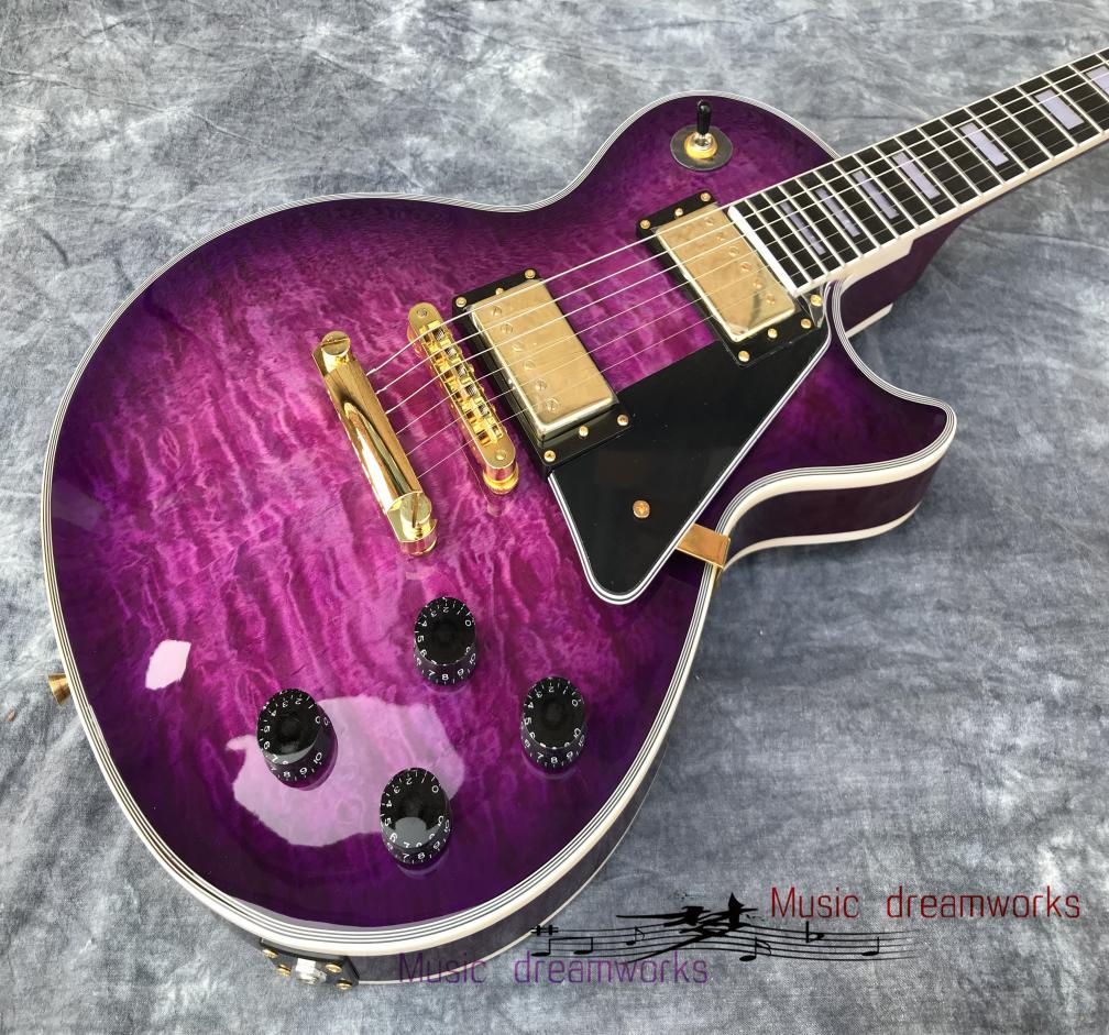 

China electric guitar OEM shop electric guitar custom purple guitar quilted maple wood Ebony fingerboard ABR 1 bridge ship6194838