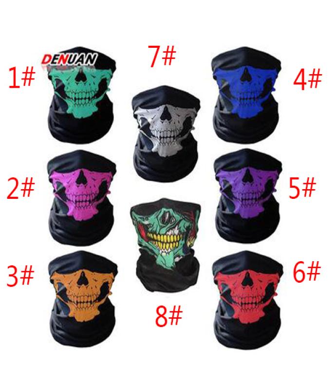 

unisex Halloween Cosplay Bicycle Ski Skull Half Face Mask Ghost Scarf Bandana Neck Warmer Party headband Magic Turban balaclava BF6804520
