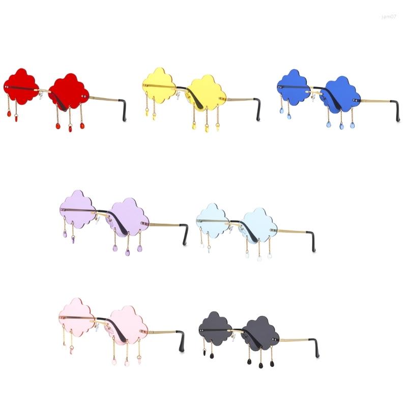

Sunglasses Cloud Women Rimless 90s Disco Tassel Clouds Shaped Raindrop Glasses