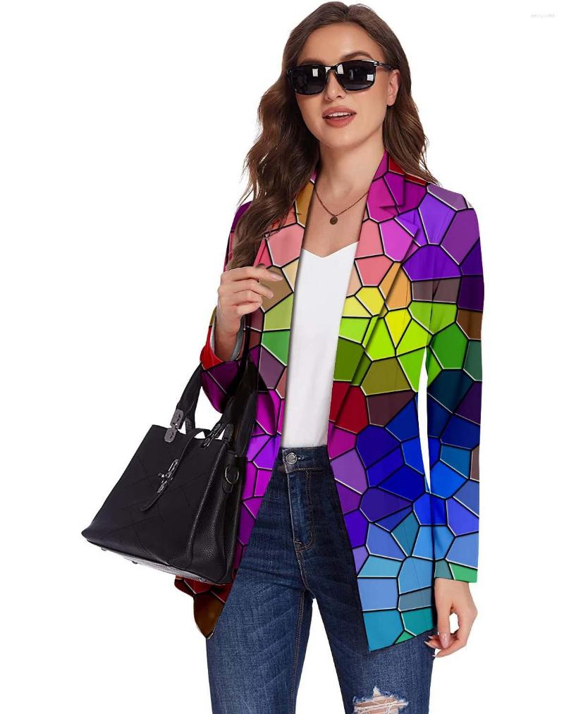 

Women's Suits Women's Europe And The United States Spring Autumn Jacket Printing Fashion Slim Suit Temperament Large Size Blazer Mujer, Purple