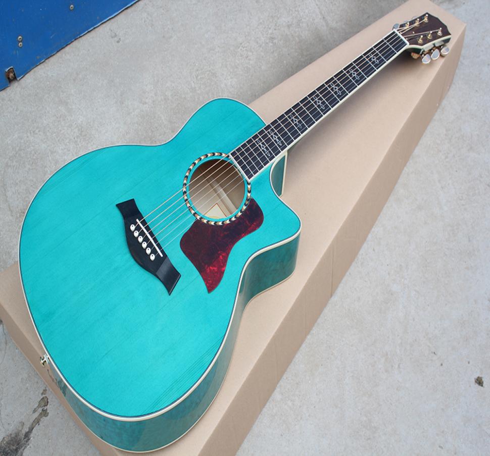 

Factory Custom Blue 41 inch 614ce Acoustic Guitar with Top SolidRed PickguardCut Away BodyCan be Customized6169209