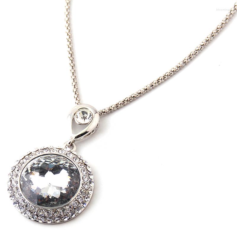 

Pendant Necklaces Arrive Glass Crystal Alloy Disc Necklace For Women Jewelry