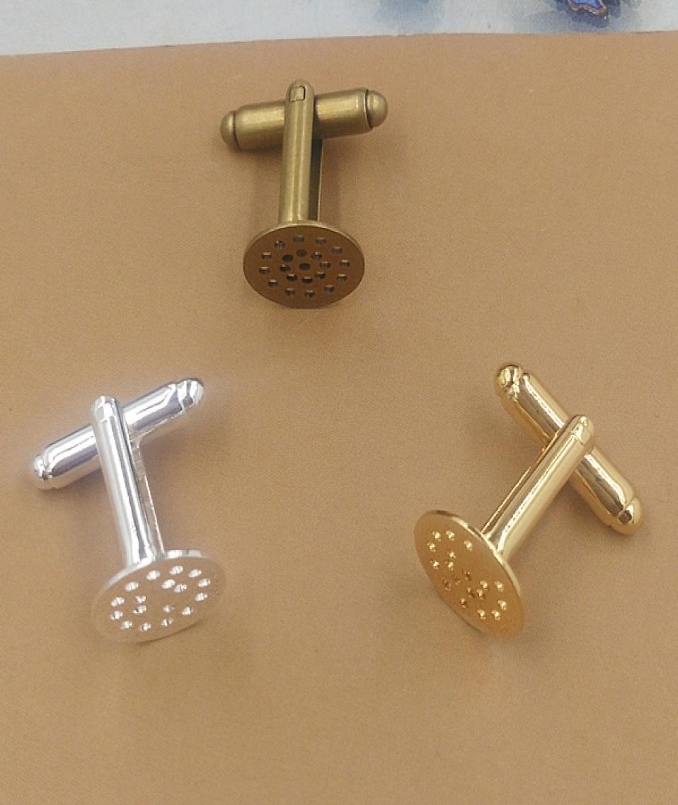 

12mm Round Cabochon Tray Copper SilverGoldAntique Bronze Plated Cufflink Blanks Base Setting For Jewelry Makings 30 pcs cy14524953140