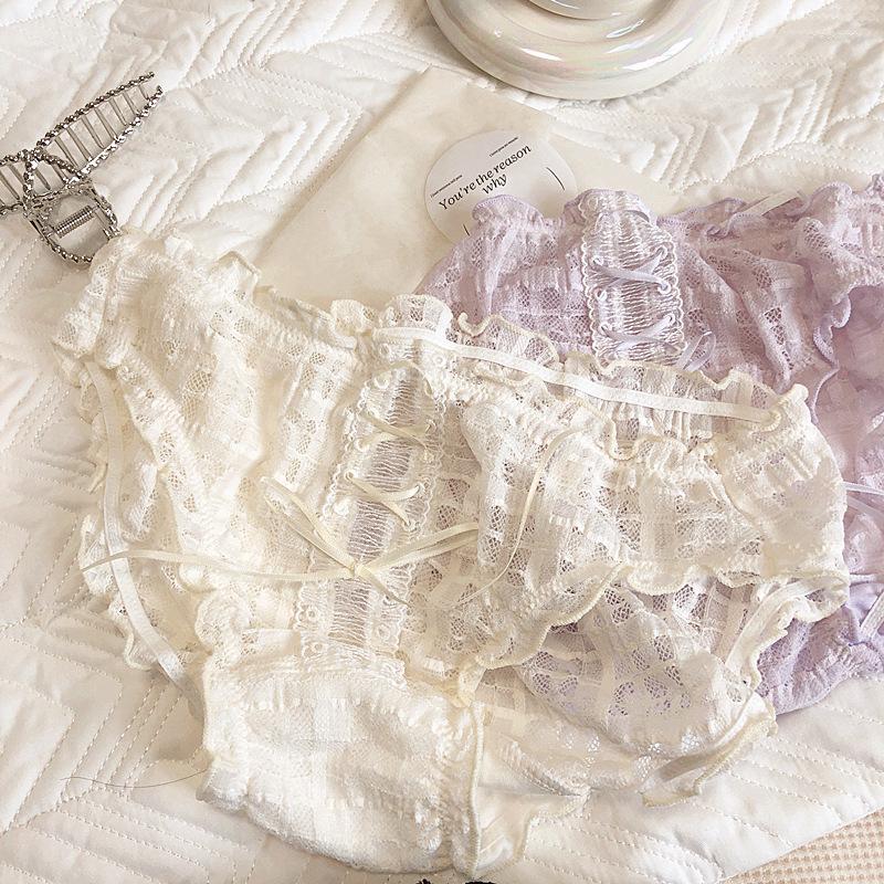 

Women's Panties Lace Pure Desire Sexy Underwear Hollow Breathable Soft Low Waist Briefs Butterfly Transparent Mesh, As picture show