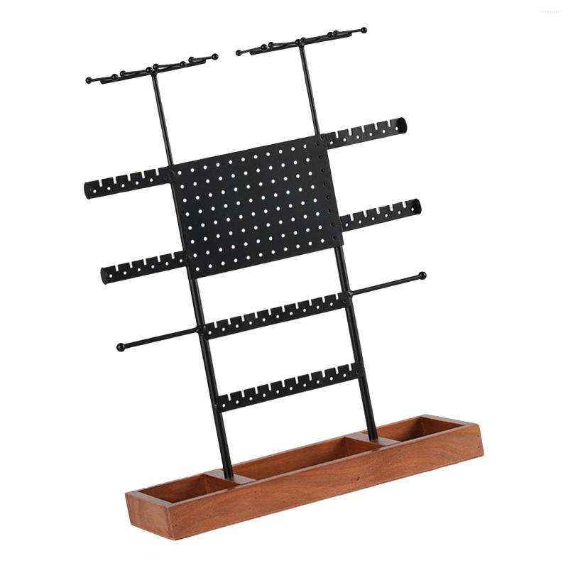 

Jewelry Pouches Tower Rack Hanging Girls Gift Metal 5 Tiers With Wooden Tray For Dangle Drop Earrings Ear Studs Necklace Earring