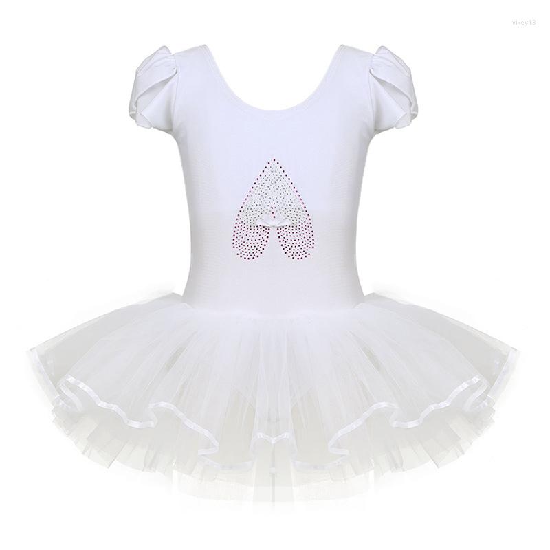 

Stage Wear White Girl Ballet Dance Kids Girls Ruffled Cap Sleeves Sequined Ballerina Shoe Gymnastics Leotard Tutu Dress, Pink