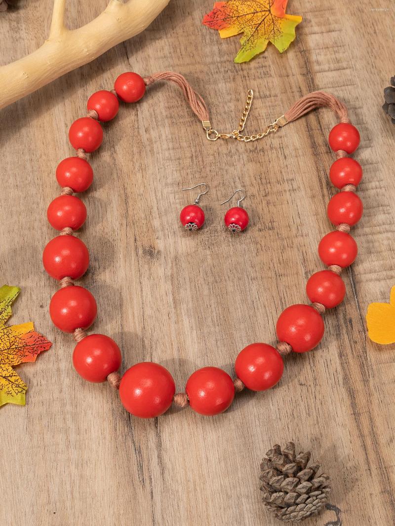 

Necklace Earrings Set Fashion Multi-color Jewelry Wooden Package, Picture shown