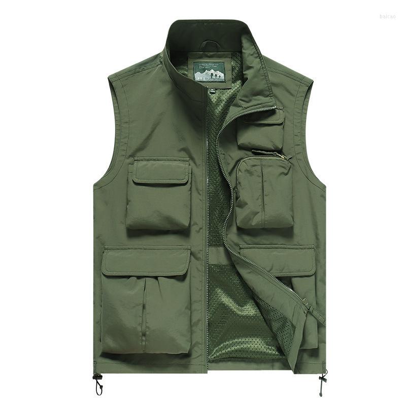 

Men's Vests Casual Outdoor Spring Summer Pography Fishing Shoulder Vest Multiple Pockets Sports Middle-aged And Elderly, Black