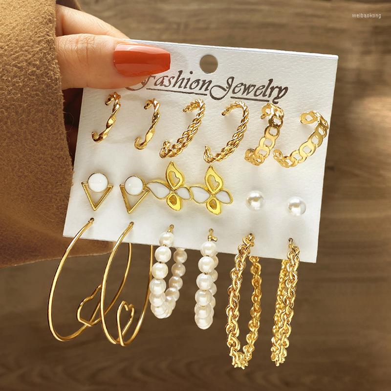 

Hoop Earrings IFKM Fashion Pearl Set For Women Geometirc Gold Color Metal Circle Brincos 2023 Trend Jewelry Gift