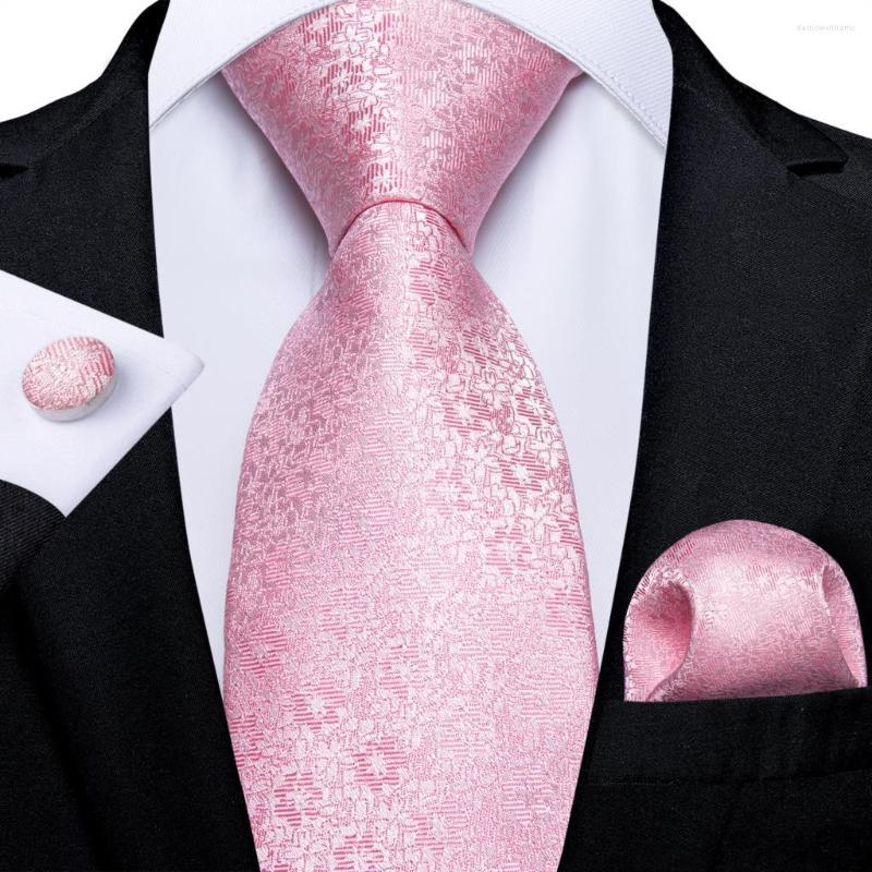 

Bow Ties Pink Floral Solid Men's Tie Set Luxury Design Silk Wedding Party Neck Handkerchief Cufflink Gift For Men Wholesale Item