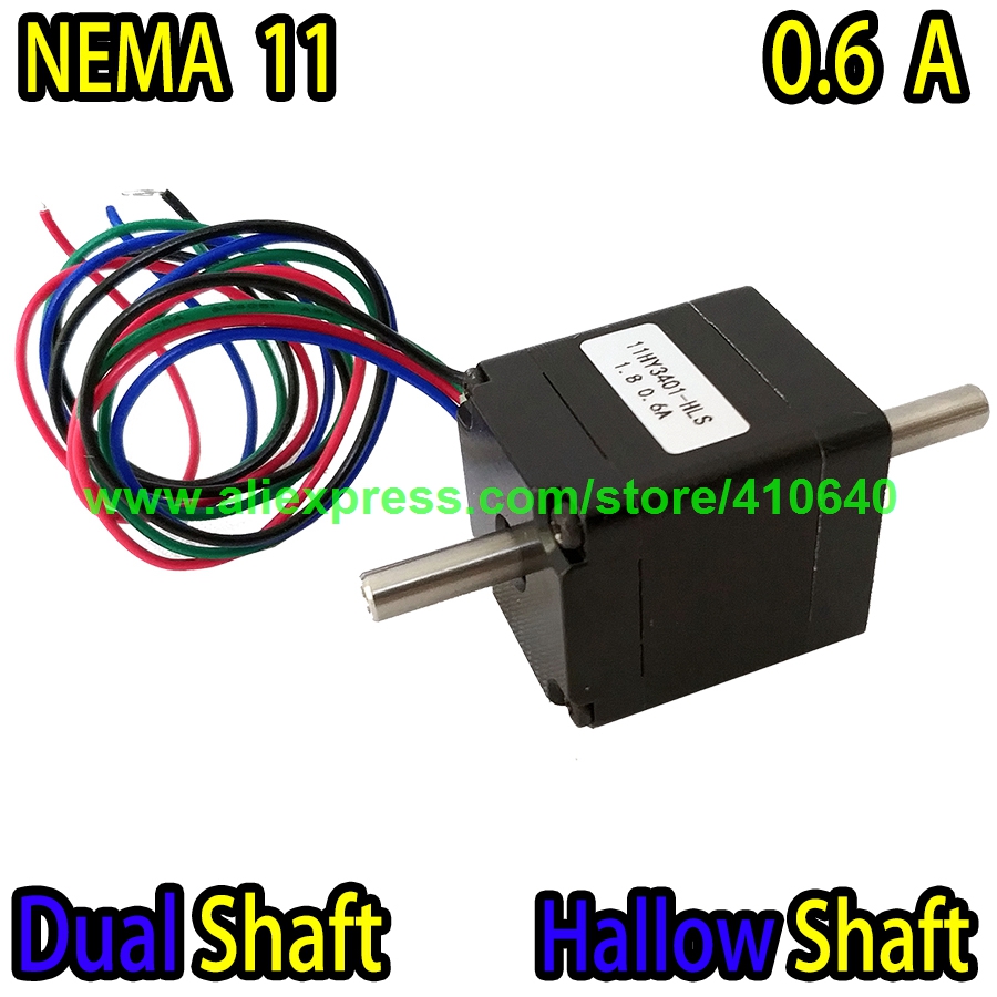 DUAL SHAFT AND HOLLOW SHAFT Nema11 Stepper Motor 11HY3401-HLS 0.6 A 5.5 N.cm Torque Apply for Mounter or Dispenser or Printer-image-463766199
