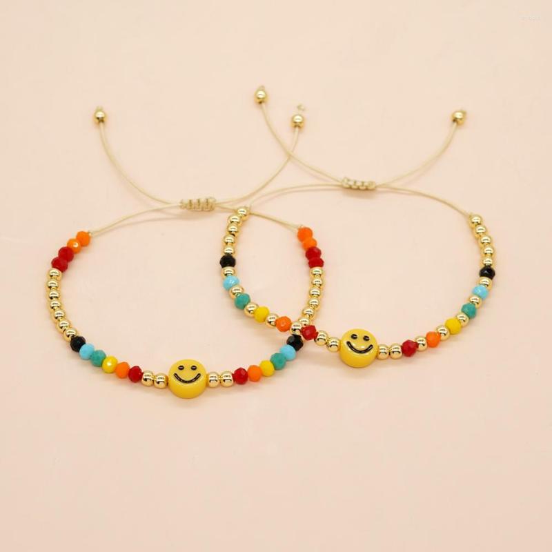 

Strand Go2boho In Women Jewelry Colorful Crystal Gold Plated Bead Smile Charm Friendship Bracelet Friend Kid Family Gift