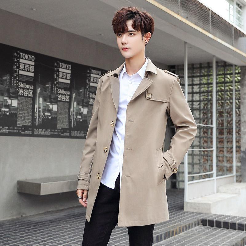 

Men' Trench Coats Male Coat Plus Size Men' Clothing Spring And Autumn Long Design Single Breasted Men Outerwear Fashion B135, Khaki