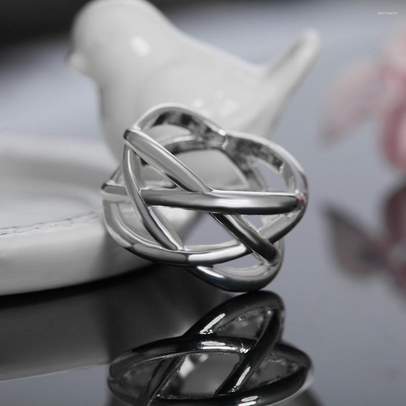 

Cluster Rings Fashion 925 Silver Ring Interwoven For Woman Party Jewelry Gift