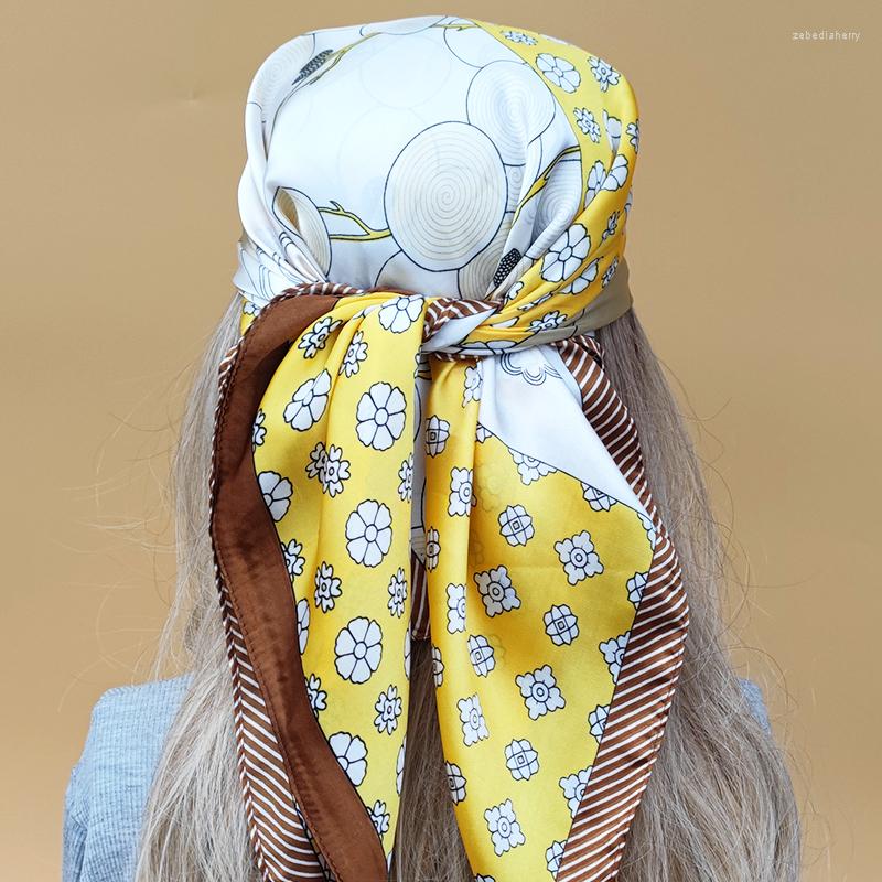 

Scarves Women Beach Sunscreen Silk Hijab Luxury The Four Seasons Kerchief 2023 Design 70X70CM Style Square Headscarf