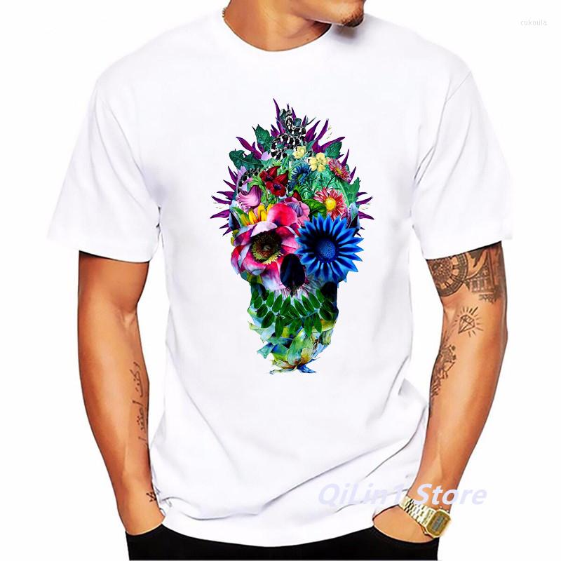 

Men' T Shirts Men Tshirt Summer Fashion Skull Flower Plant Print Short Sleeve Male T-Shirt Homme Hip Hop Shirt Geek Top Cool Tees, 70000