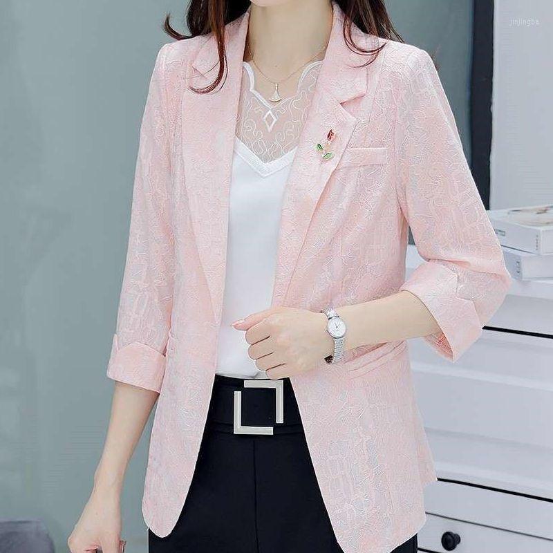 

Women's Suits 2023 Women's Clothing Fashion Office Lady Casual Skinny Pockets Three Quarter Sleeve Button Spring Summer Thin Notched, Black