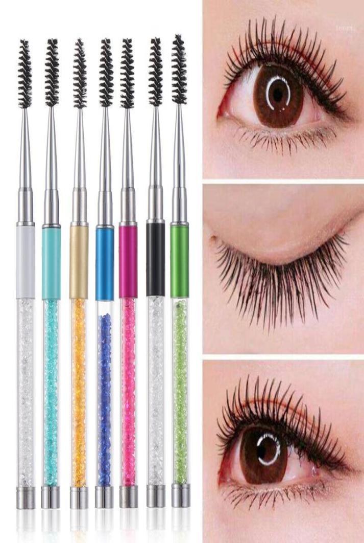 

Eyebrow Brush Mascara Spiral Wand Applicator With Rhinestone Handle EyeLashes Extension Comb Eye Makeup Tools 10 Colors14128325