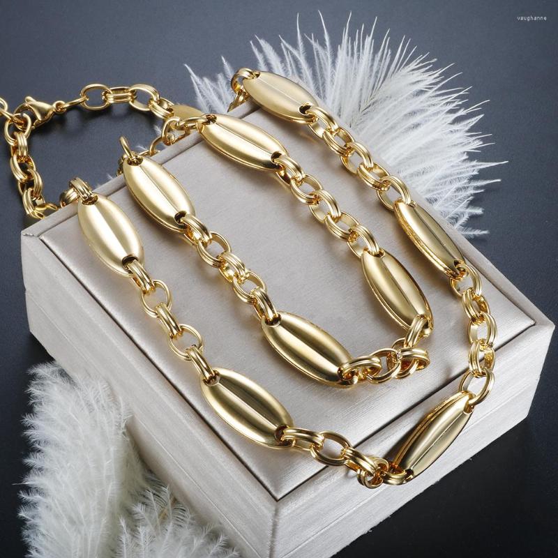 

Necklace Earrings Set Coffee Beans Chain Bracelet Jewelry For Women Men Stainless Steel Waterproof PVD Gold Plated Trendy Gift Wholesales, Picture shown