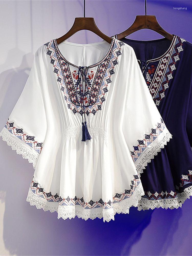 

Women's Blouses Korean Fashion Kimono Cardigan Women Ladies Tops Blusa Mujer Moda 2023 Embroidery Floral Blouse Camiseta Vetement Femme, White