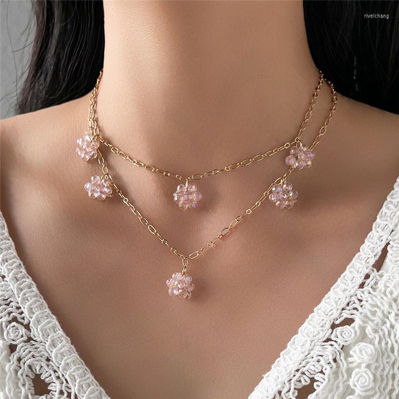 

Pendant Necklaces HI MAN Punk Double Layer Irregular Transparent Zircon Ball Necklace Women Exquisite All-match Banquet Jewelry