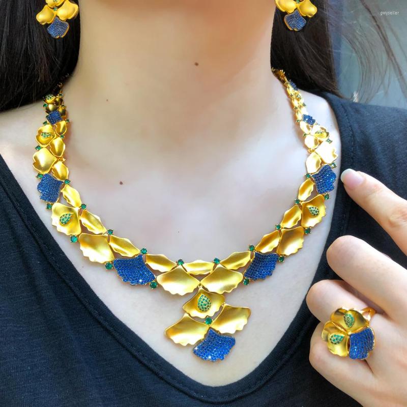

Necklace Earrings Set Missvikki Luxury Gorgeous Ginkgo Leaf 4PCS Bracelet Ring For Women Wedding Party Bridal Gift, Picture shown