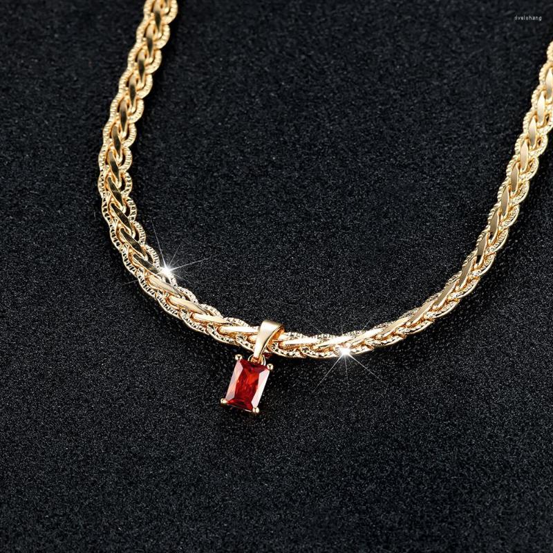 

Pendant Necklaces HipHop Unisex Blue Purple Black Red Stone Rectangle Rope Chain For Women Men Rocking Party Choker Jewelry CZ