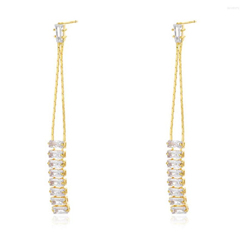 

Stud Earrings WPB S925 Sterling Silver Women Geometric Tassel Female Bright Zircon Luxury Jewelry Girl's Holiday Gift Party