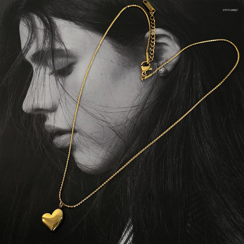 

Pendant Necklaces Fashion Stainless Steel Jewelry Vintage Minimalism Lovers Love Heart Charms Chain Choker Pendants For Women