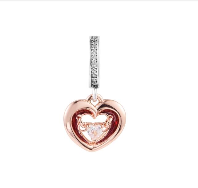 

Fits Pandora Bracelet 925 Sterling Silver Two-tone Radiant Heart Dangle Charm Pendant Beads for Women Jewelry DIY Gift 2023 New