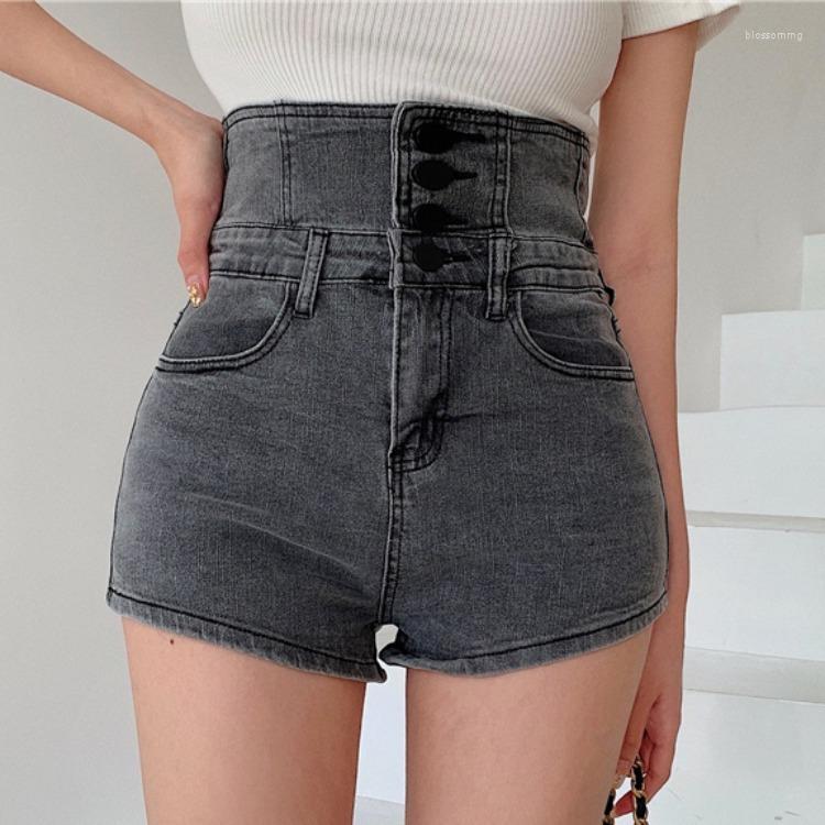

Women' Shorts Denim Women' 2023 Korean High Waist Button Jean, Blue