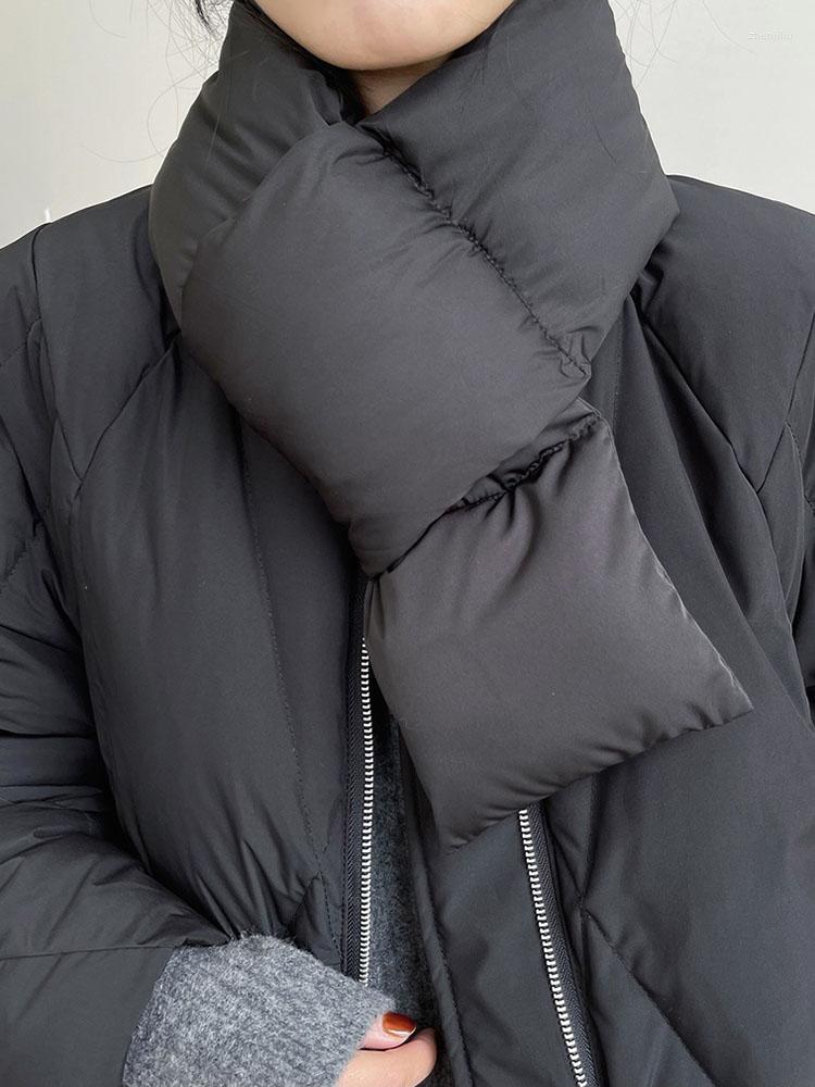 

Scarves Thick Warm Down Cotton Padded Fall Winter Scarf For Women Minimalist Solid Ladies High Street Black Bib False Collar