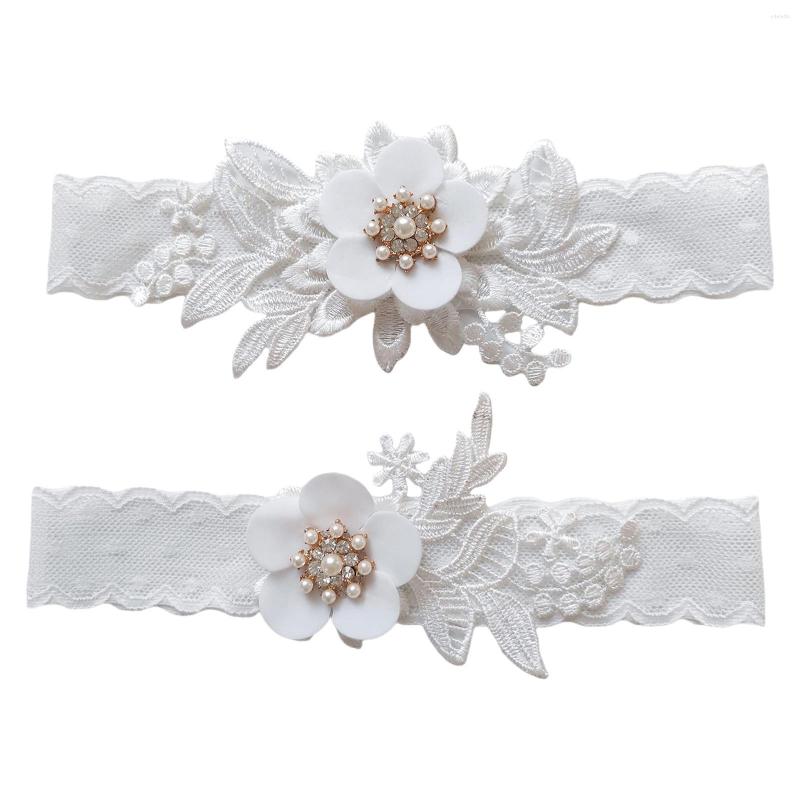 

Garters 2x Wedding Bridal Garter Set Lace Straps Leg Ring Stretch Belt For Clubwear Party Night Club Masquerade, White