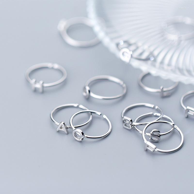 

Cluster Rings MloveAcc Original 925 Sterling Silver A To W Alphabet Letter For Women Girls Elegant Charming Trendy Jewelry