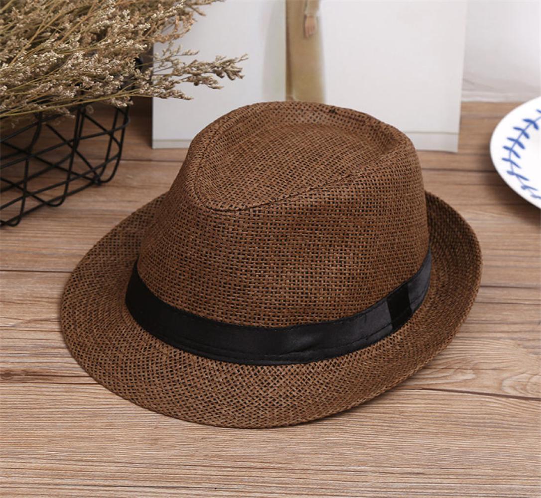 

fashion men jazz hats woven straw hats for women adults Panama wide brim straw Hats caps For summer beach vacation5128764, Black