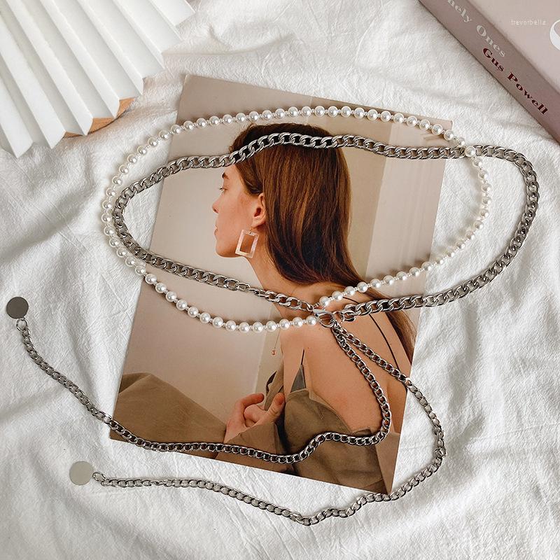 

Belts Belt For Women High-end Matching Skirt Pearl Slim Waist Chain Suit Waistband Design Feel Jeans Accessories, Silver