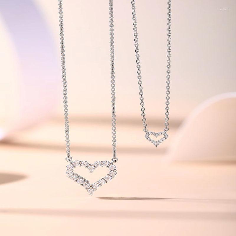 

Pendant Necklaces Fashion Hollow Heart Shaped Zircon Necklace Original High Quality Logo Exquisite Women's Valentine's Day Party