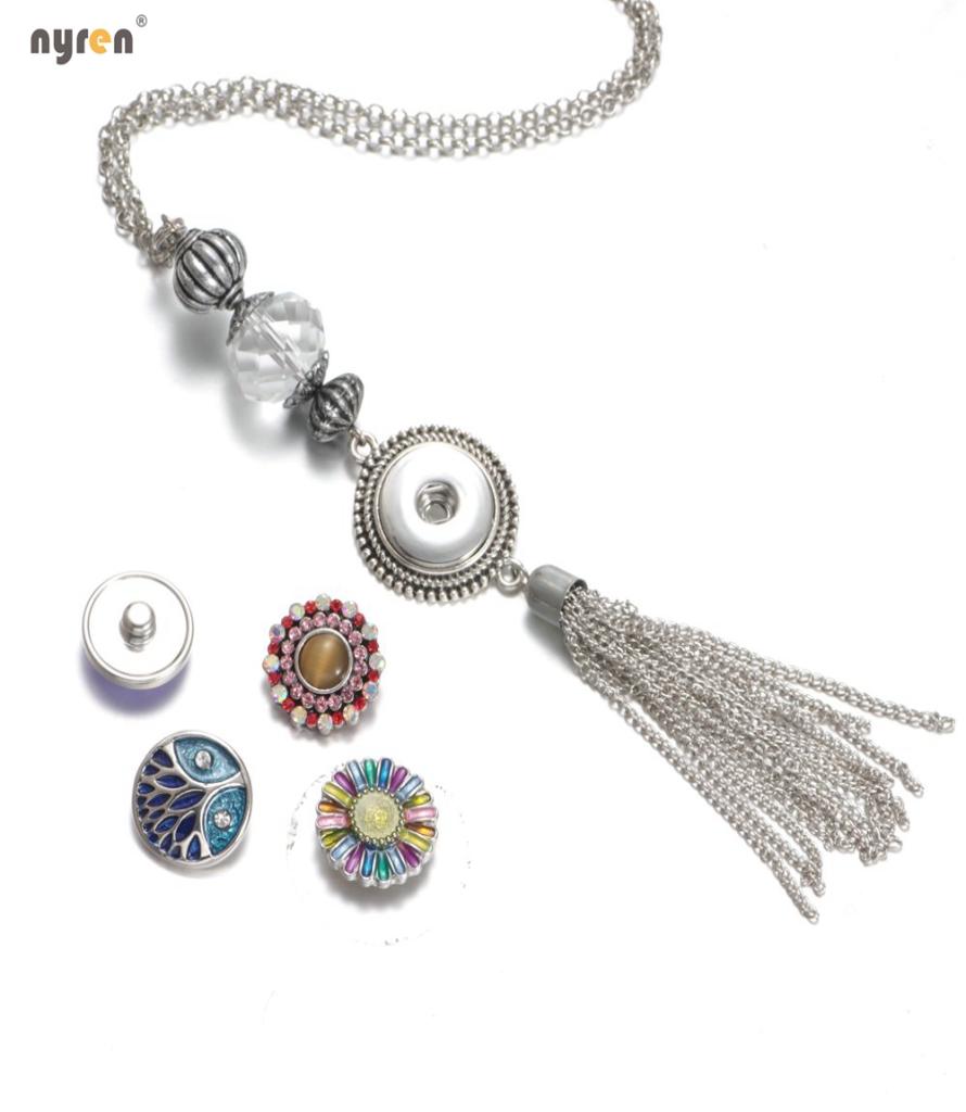 

XL0600 Fashion Snap Button Jewelry Pendant Statement Necklace with Link chain Fit 18mm Ginger Snaps Button Necklace Women7457795