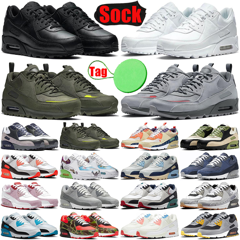 

90 90s mens womens airmaxs running shoes Triple Black White air Cargo Khaki Desert max Lahar Escape Blue Void Batman Midnight Navy men trainers sneakers discount, #45 michigan 40-45