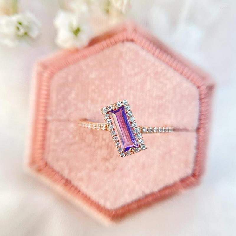 

Cluster Rings Luxyimagic Natural Amethyst Gemstone Ring For Women Solid 925 Sterling Silver Wedding Engagement Handmade Jewelry