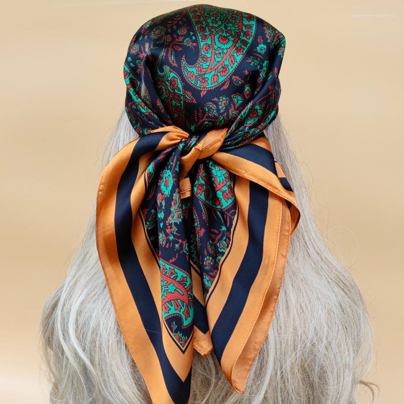 

Scarves Style Beach Square Headscarf 2023 The Four Seasons Design Sunscreen Silk Hijab Women 70X70CM Luxury Kerchief