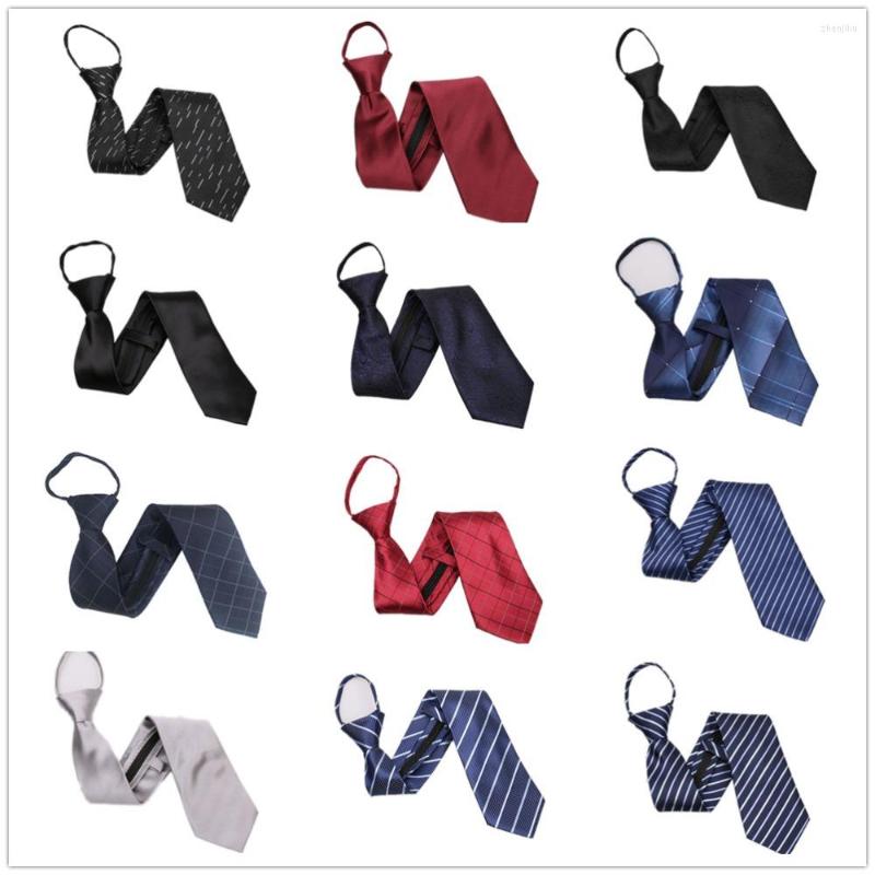 

Bow Ties HOOYI Mens Easy Tie Zipper Stripe Business Tied Necktie