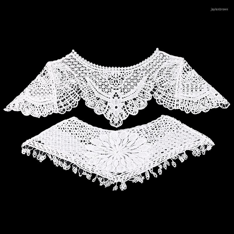 

Scarves Sun Flower Style Women's Sweet White Hollow Crochet Lace Tassels Knit Wide Collar Cape Shawl