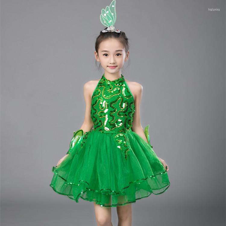 

Stage Wear Green Girls Ballet Dress For Children Girl Jazz Dance Costumes Performance Costume Dancewear