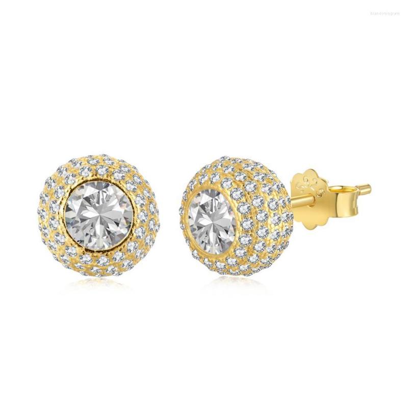 

Stud Earrings WPB S925 Sterling Silver Women Shiny Hip Hop Ball Female Luxury Jewelry Bright Zircon Design Girl's Gift Party