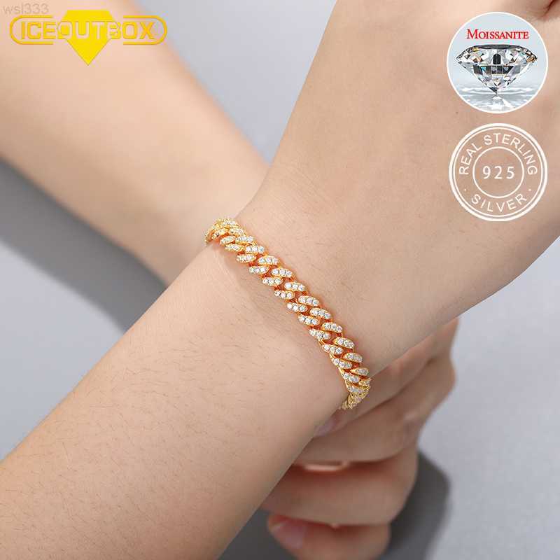 

6mm Vvs1 Diamond Silver Moissanite Cuban Link Bracelet 925 Sterling Silver Chain Jewelry Personalized Gold Bracelet
