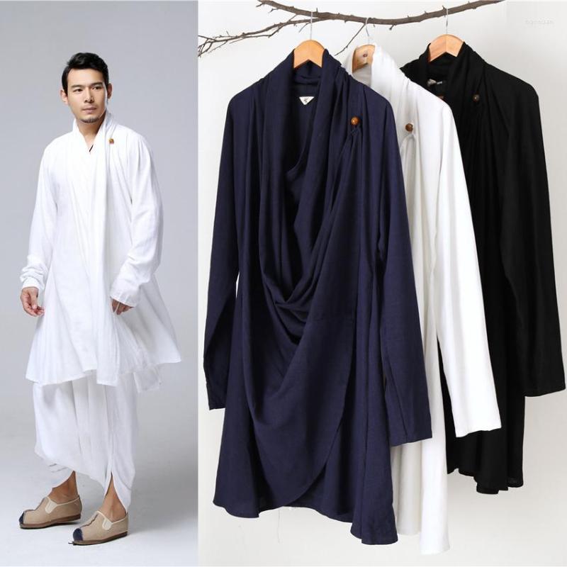 

Ethnic Clothing Loose Style Plus Size Men Chinese Traditional Costumes Taichi Uniform Breathable V-neck Tang Suit Male Linen Gown